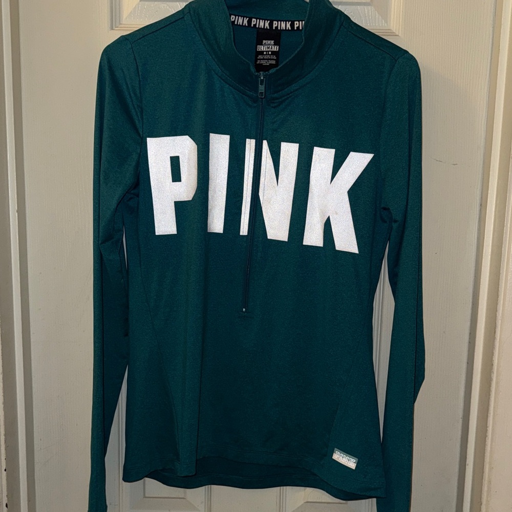 PINK Victoria's Secret Teal Quarter-Zip Pullover